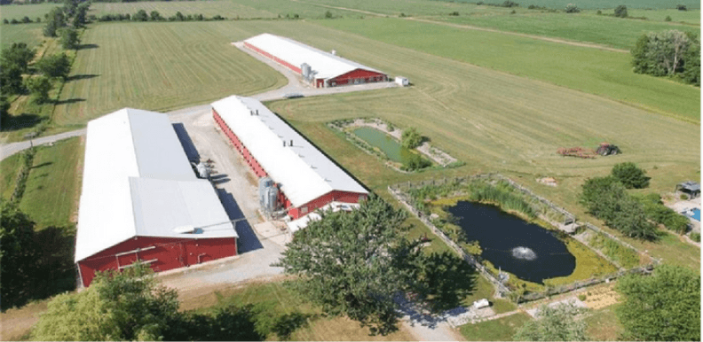 Aerial view of Myzel Organics' Canadian mushroom cultivation facility
